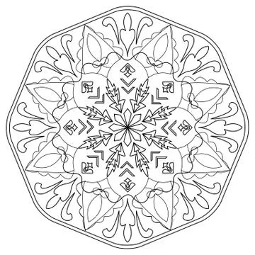 Decorative element mandala in black and white. Stock Illustration