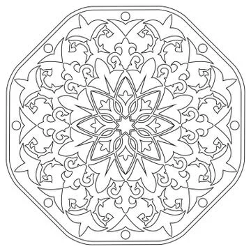 Decorative element mandala in black and white. Stock Illustration