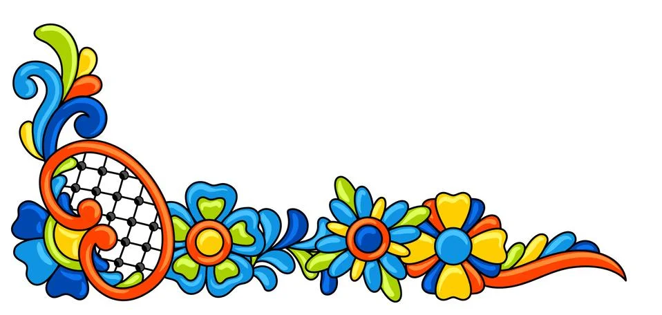 Decorative element with mexican talavera pattern. Decoration with ornamental Stock Illustration