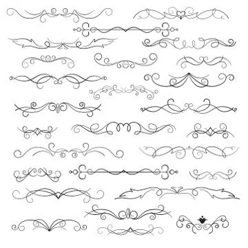 Decorative elements and calligraphic workpiece. Stock Illustration