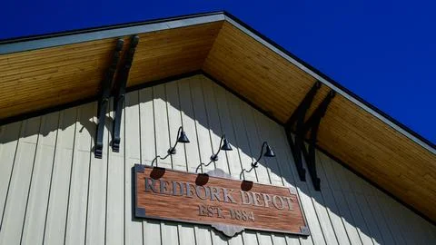 Decorative elements and exterior architectural details of the Red Fork Depo.. Fotos de archivo