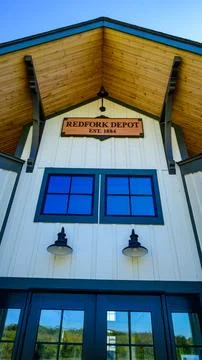 Decorative elements and exterior architectural details of the Red Fork Depo.. Fotos de archivo