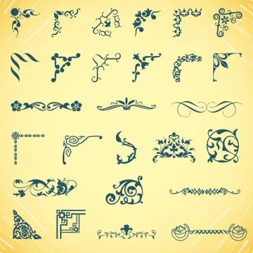 Decorative elements. Angle design. Big set. Stock Illustration