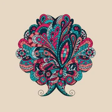 Decorative elements are drawn by hand. Template wave design for card Stock Illustration