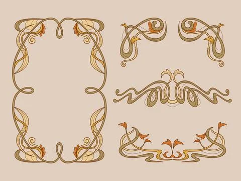 Decorative elements in art nouveau style イラスト素材