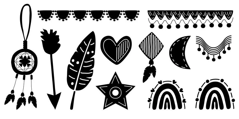 Decorative elements in a boho theme Illustrazione stock