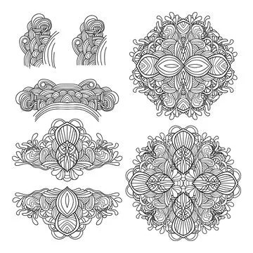 Decorative elements drawn doodle waves and lines Illustrazione stock
