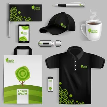 Decorative Elements Of Eco Corporate Identity Stock Illustration