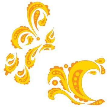 Decorative elements in gold tones for the decoration of cards and invitations Stock Illustration