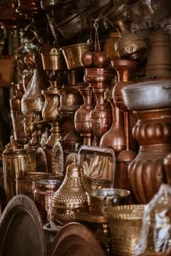 Decorative elements on the souk (market) in the old town, Medina in Morocco.  Stock Photos