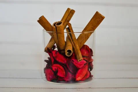 Decorative elements for various festive events are in glass jars Stock-Fotos