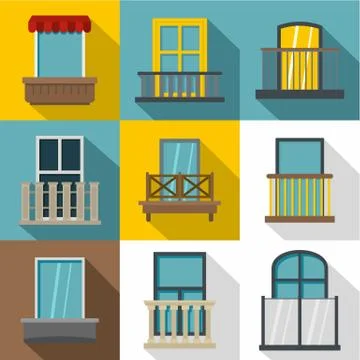 Decorative elements on windows icons set Stock Illustration