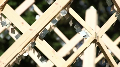 Decorative Environmental Object made of Wood and Reflective Mirrors Stock Footage 285144202