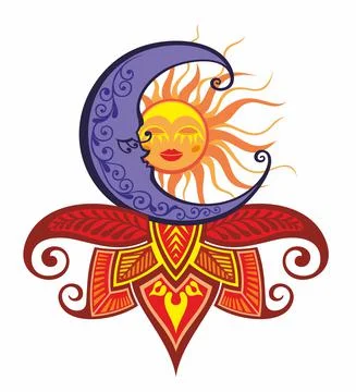 Decorative esoteric sketch, engraving stylization. Stock Illustration