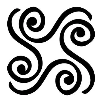 Decorative ethnic element. Quadrangular spiral. Isolated on white. Stock Illustration
