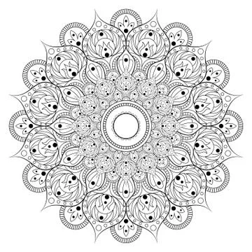 Decorative ethnic mandala pattern. Anti-stress coloring book page for adults Stock Illustration