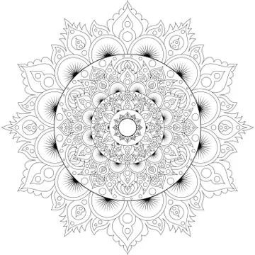 Decorative ethnic mandala pattern. Anti-stress coloring book page for adults Stock Illustration