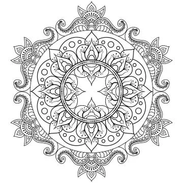 Decorative ethnic mandala pattern. Anti-stress coloring book page for adults Stock Illustration