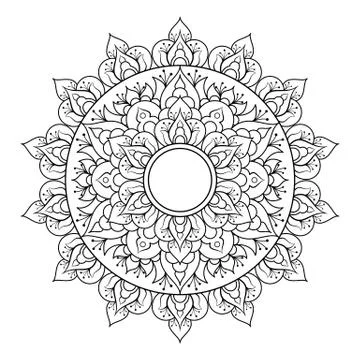 Decorative ethnic mandala pattern. Anti-stress coloring book page for adults Stock Illustration