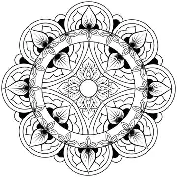 Decorative ethnic mandala pattern. Anti-stress coloring book page for adults Stock Illustration