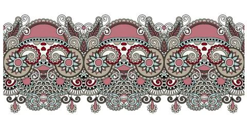 Decorative ethnic stripe pattern, indian paisley design Illustrazione stock