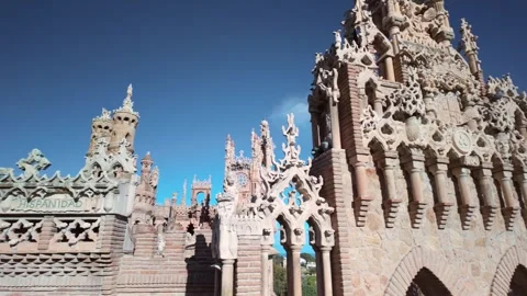 Decorative facade of Colomares Castle, Benalmadena, Spain, Europe - 4K Pan Stock Footage 312965053