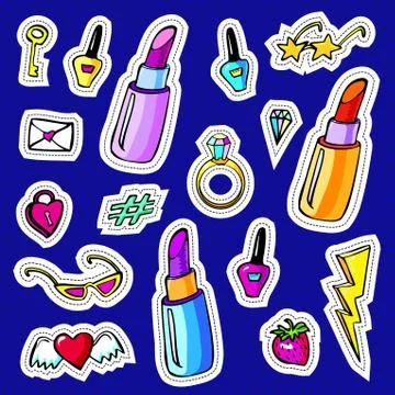 Decorative fashion patch badges Stock Illustration