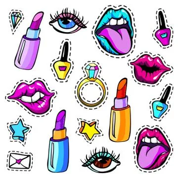 Decorative fashion patch badges Stock Illustration