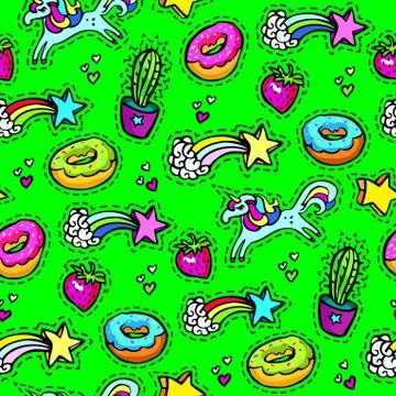 Decorative fashion patch badges Stock Illustration