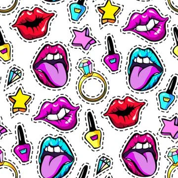 Decorative fashion patch badges Stock Illustration
