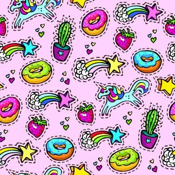 Decorative fashion patch badges Stock Illustration