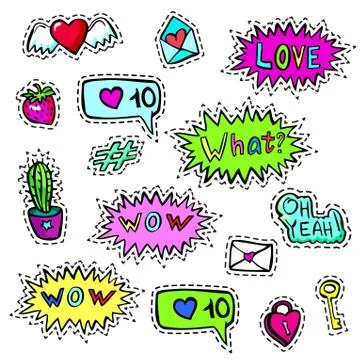 Decorative fashion patch badges Stock Illustration