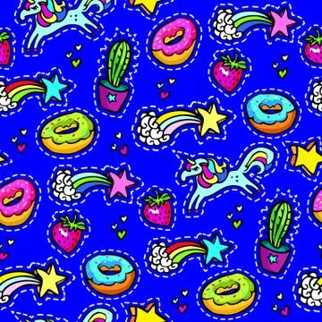Decorative fashion patch badges Stock Illustration
