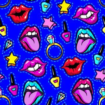 Decorative fashion patch badges Stock Illustration