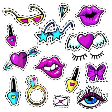 Decorative fashion patch badges Illustrazione stock