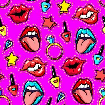 Decorative fashion patch badges Stock Illustration