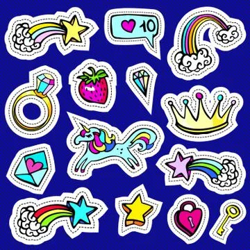 Decorative fashion patch badges Stock Illustration