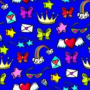 Decorative fashion patch badges Stock Illustration