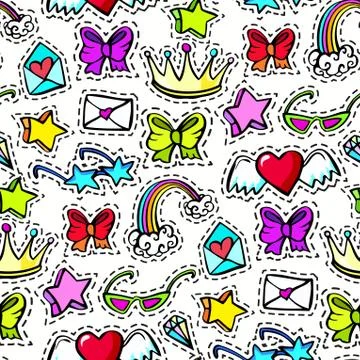 Decorative fashion patch badges Stock Illustration