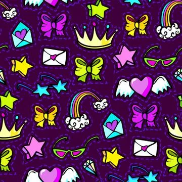 Decorative fashion patch badges Stock Illustration