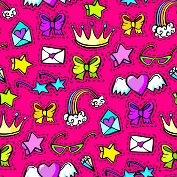 Decorative fashion patch badges Stock Illustration