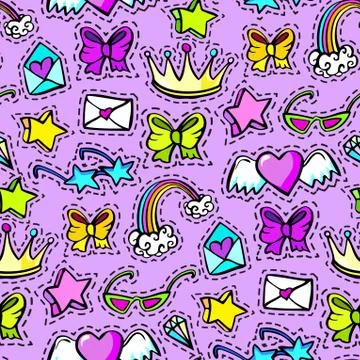 Decorative fashion patch badges Stock Illustration