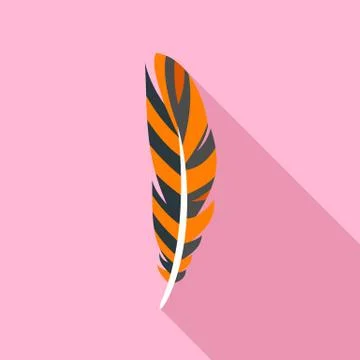 Decorative feather icon, flat style 스톡 일러스트