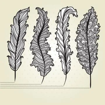 Decorative feathers Stock Illustration