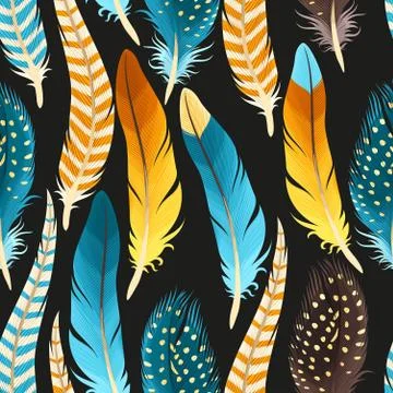 Decorative feathers seamless Stock Illustration