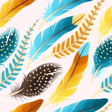 Decorative feathers seamless Stock Illustration