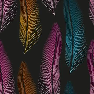 Decorative feathers seamless Stock Illustration