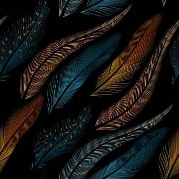 Decorative feathers seamless Stock Illustration