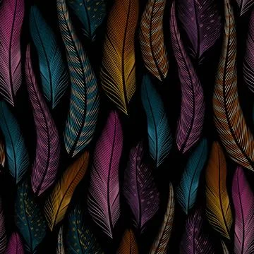 Decorative feathers seamless Stock Illustration