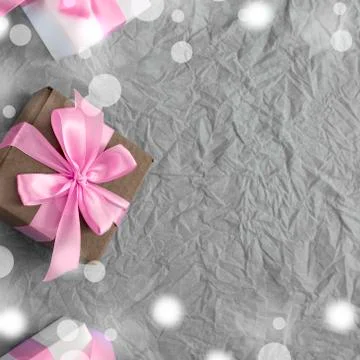Decorative festive background with gift boxes. Stock Photos